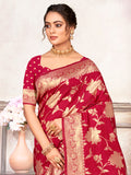 Pink Silk Saree With Blouse Piece