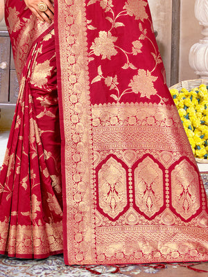 Pink Silk Saree With Blouse Piece