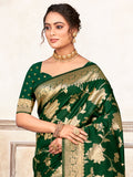 Green Silk Saree With Blouse Piece