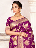 Purple Silk Saree With Blouse Piece