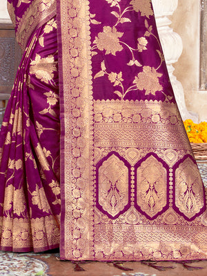 Purple Silk Saree With Blouse Piece