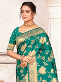 Sea Green Silk Saree With Blouse Piece