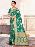 Sea Green Silk Saree With Blouse Piece
