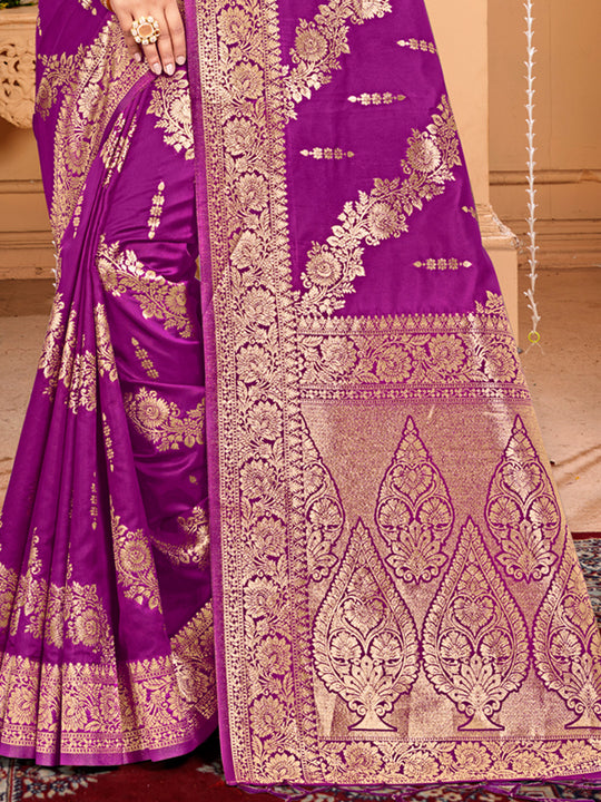 Violet Silk Saree With Blouse Piece