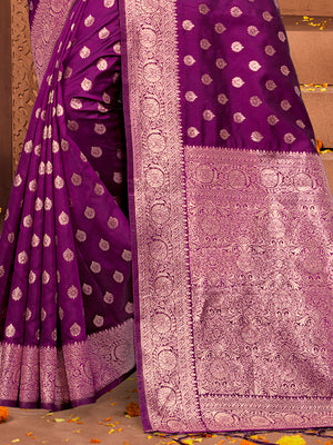 Violet Silk Saree With Blouse Piece