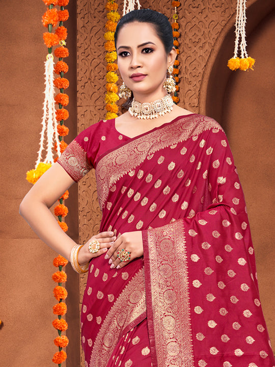 Pink Silk Saree With Blouse Piece