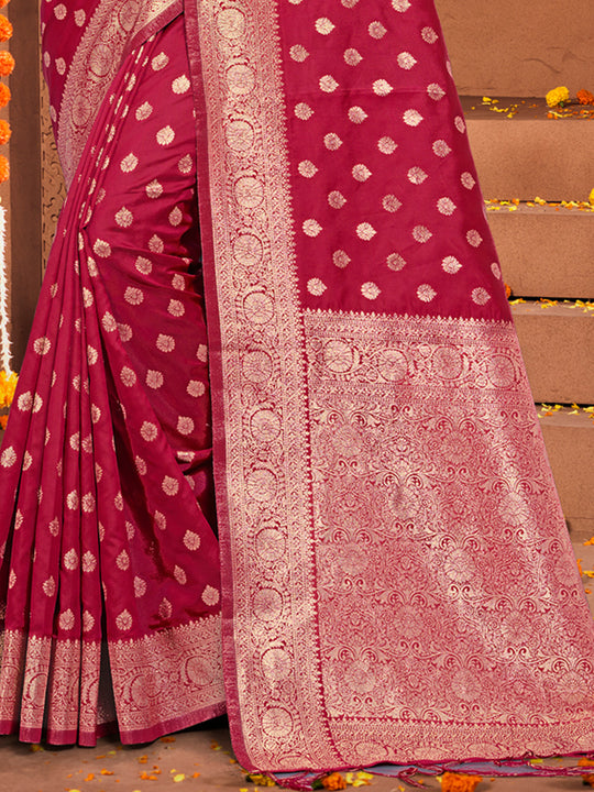 Pink Silk Saree With Blouse Piece