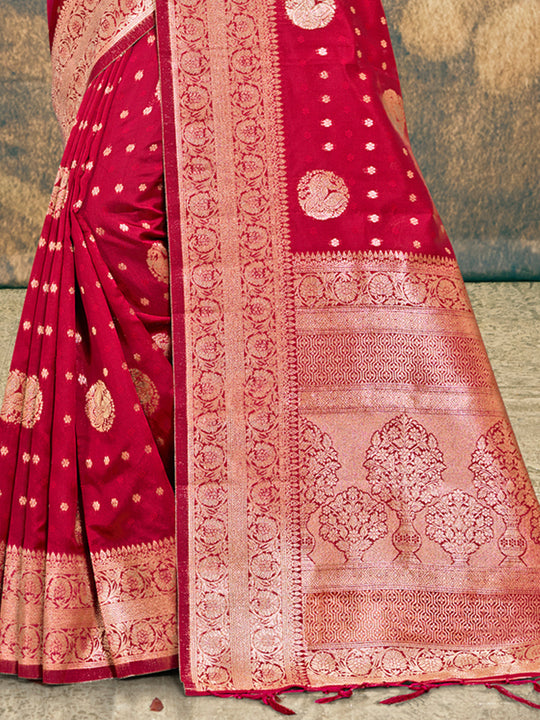 Maroon Silk Saree With Blouse Piece