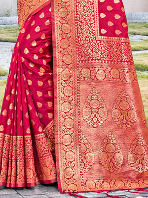 Pink Silk Saree With Blouse Piece