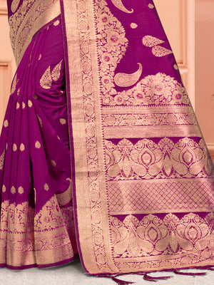 Wine Silk Saree With Blouse Piece