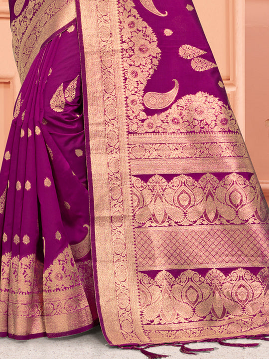 Wine Silk Saree With Blouse Piece