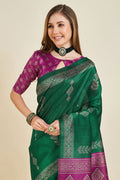 Green Silk  Ethnic Motifs Printed Saree