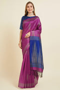 Magenta Silk  Ethnic Motifs Woven Design Saree