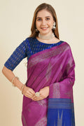 Magenta Silk  Ethnic Motifs Woven Design Saree