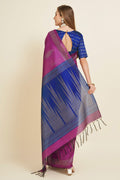 Magenta Silk  Ethnic Motifs Woven Design Saree