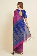 Magenta Silk  Ethnic Motifs Woven Design Saree