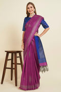 Magenta Silk  Ethnic Motifs Woven Design Saree