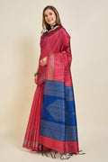 Red Silk  Ethnic Motifs Woven Design Saree