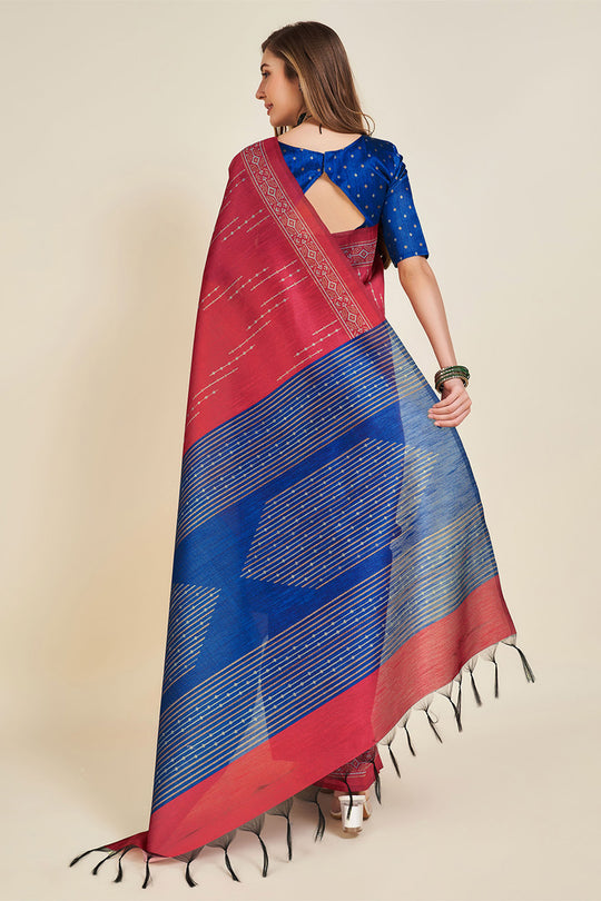 Red Silk  Ethnic Motifs Woven Design Saree