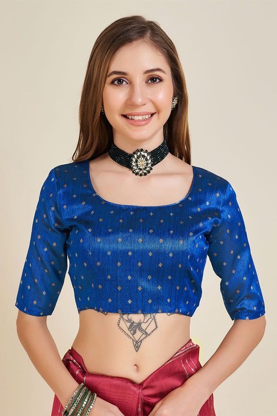 Red Silk  Ethnic Motifs Woven Design Saree