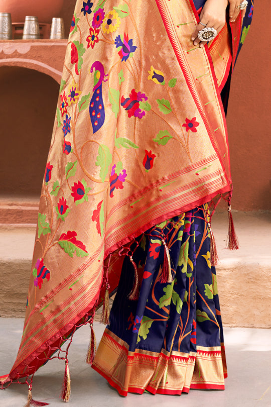 Indigo Blue Paithani Saree