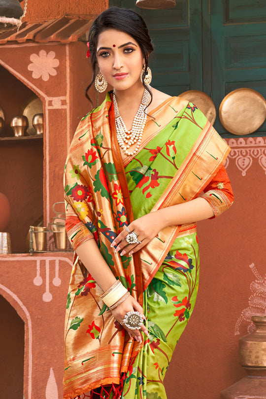 Fern Green Paithani Saree