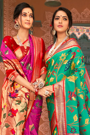 Ocean Green Paithani Saree