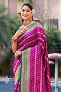 Purple Banarasi Silk Saree With Blouse Piece