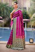 Purple Banarasi Silk Saree With Blouse Piece