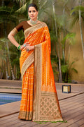 Mustard Banarasi Silk Saree With Blouse Piece