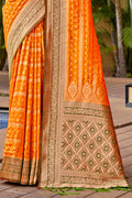 Mustard Banarasi Silk Saree With Blouse Piece