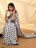 White Nyon Saree With Blouse Piece