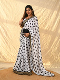White Nyon Saree With Blouse Piece