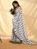 White Nyon Saree With Blouse Piece