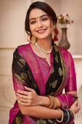Womens Banarasi Silk Black Saree With Blouse Piece
