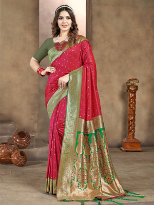Pink Silk Saree With Blouse Piece