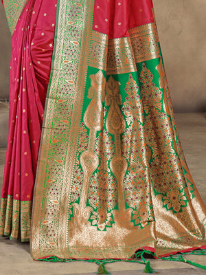 Pink Silk Saree With Blouse Piece