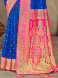 Blue Silk Saree With Blouse Piece