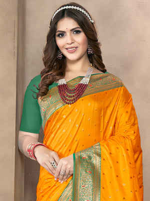 Yellow Silk Saree With Blouse Piece