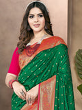Green Silk Saree With Blouse Piece