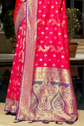 Pink Banarasi Silk Saree With Blouse Piece