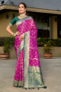 Purple Banarasi Silk Saree With Blouse Piece