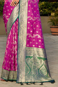 Purple Banarasi Silk Saree With Blouse Piece