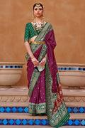 Berry Violet Patola Saree