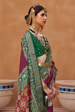 Berry Violet Patola Saree