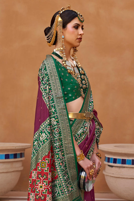 Berry Violet Patola Saree