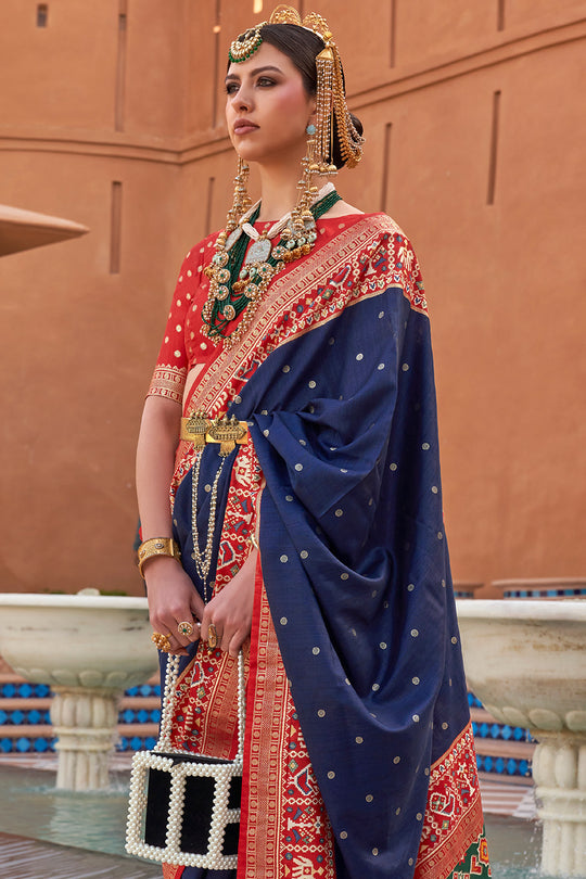 Navy Blue Patola Saree