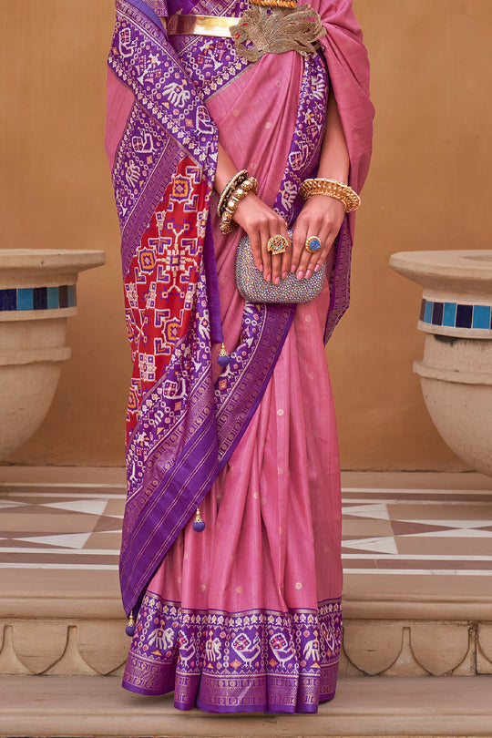 Flamingo Pink Patola Saree