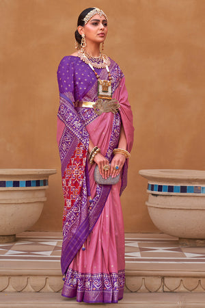 Flamingo Pink Patola Saree