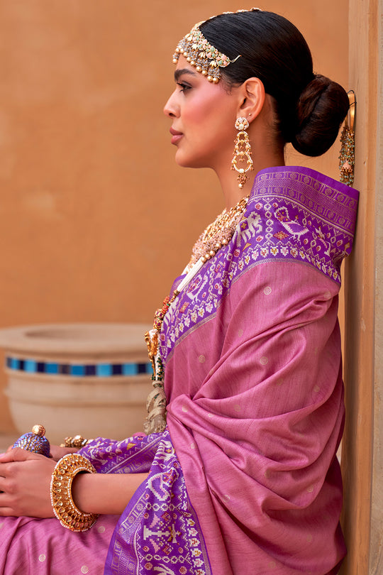 Flamingo Pink Patola Saree
